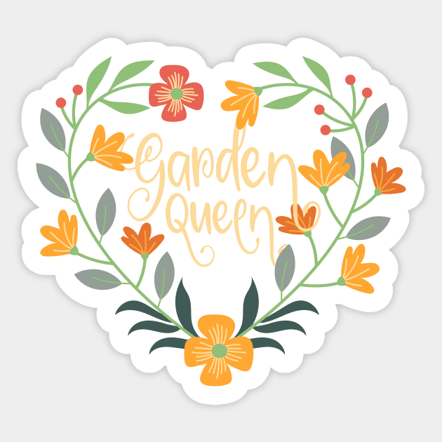 Garden Queen, cute female amateur gardener, flower gardening Sticker by emmjott